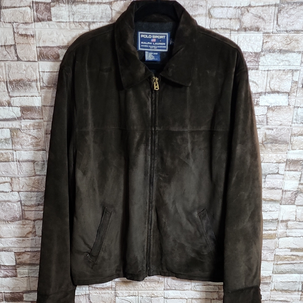 Ralph Lauren Polo Sport Full Zip  Brown Genuine Leather Jacket